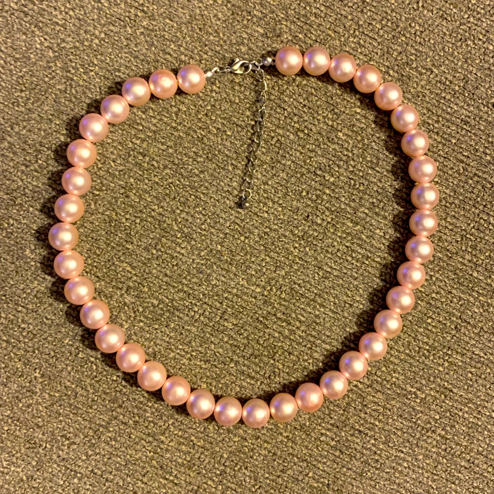 NEW Necklace with Big Faux Pink Pearls